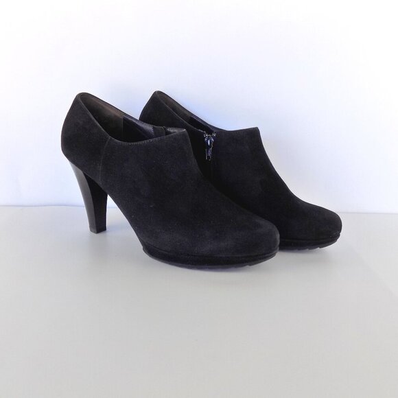 Paul Green Munchen Ankle Booties Platform Heels Size 7.5 Suede Black - Picture 1 of 11